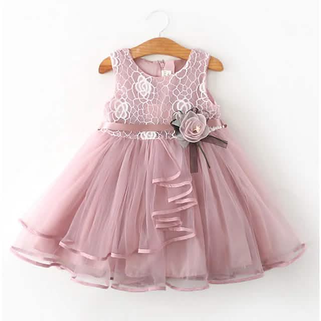 Kinder Mädchen Kleid Blumen Schwingkleid