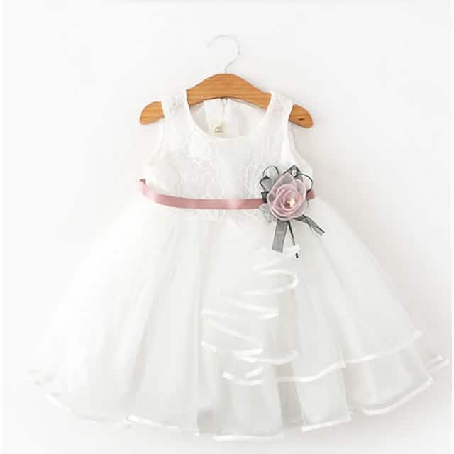 Kinder Mädchen Kleid Blumen Schwingkleid