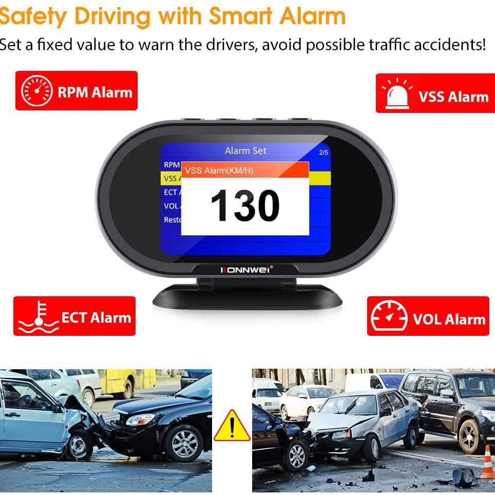 KONNWEI KW206 Auto OBD2 HUD Digitalanzeige Drehzahlmesser