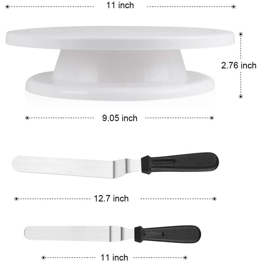 Kootek 28 cm drehbarer Tortendrehteller mit 2 Winkelpaletten und 3 Teigschabern