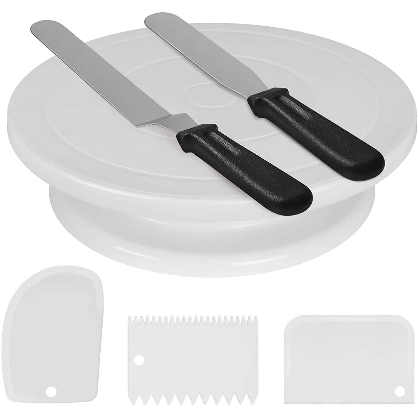 Kootek 28 cm drehbarer Tortendrehteller mit 2 Winkelpaletten und 3 Teigschabern