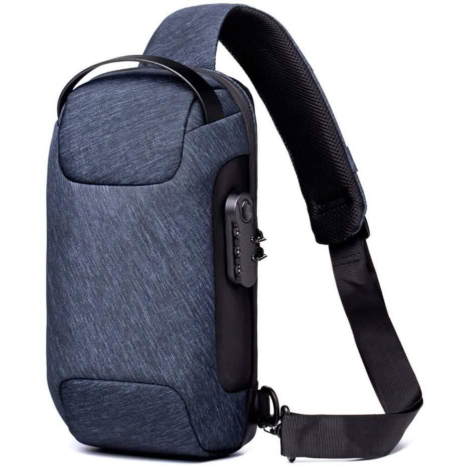 KPYWZER Diebstahlsicherer Sling-Rucksack mit USB-Ladeanschluss