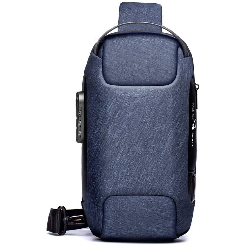 KPYWZER Diebstahlsicherer Sling-Rucksack mit USB-Ladeanschluss