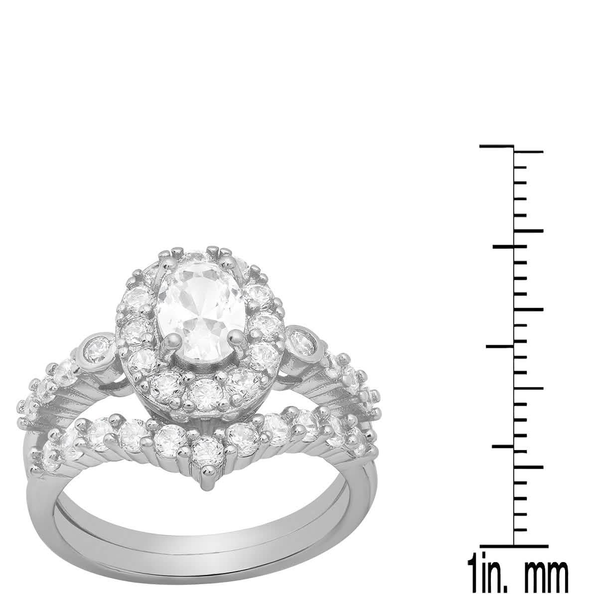 Damen 18 Karat vergoldetes Messing und simulierter Verlobungs-/Bandring-Set