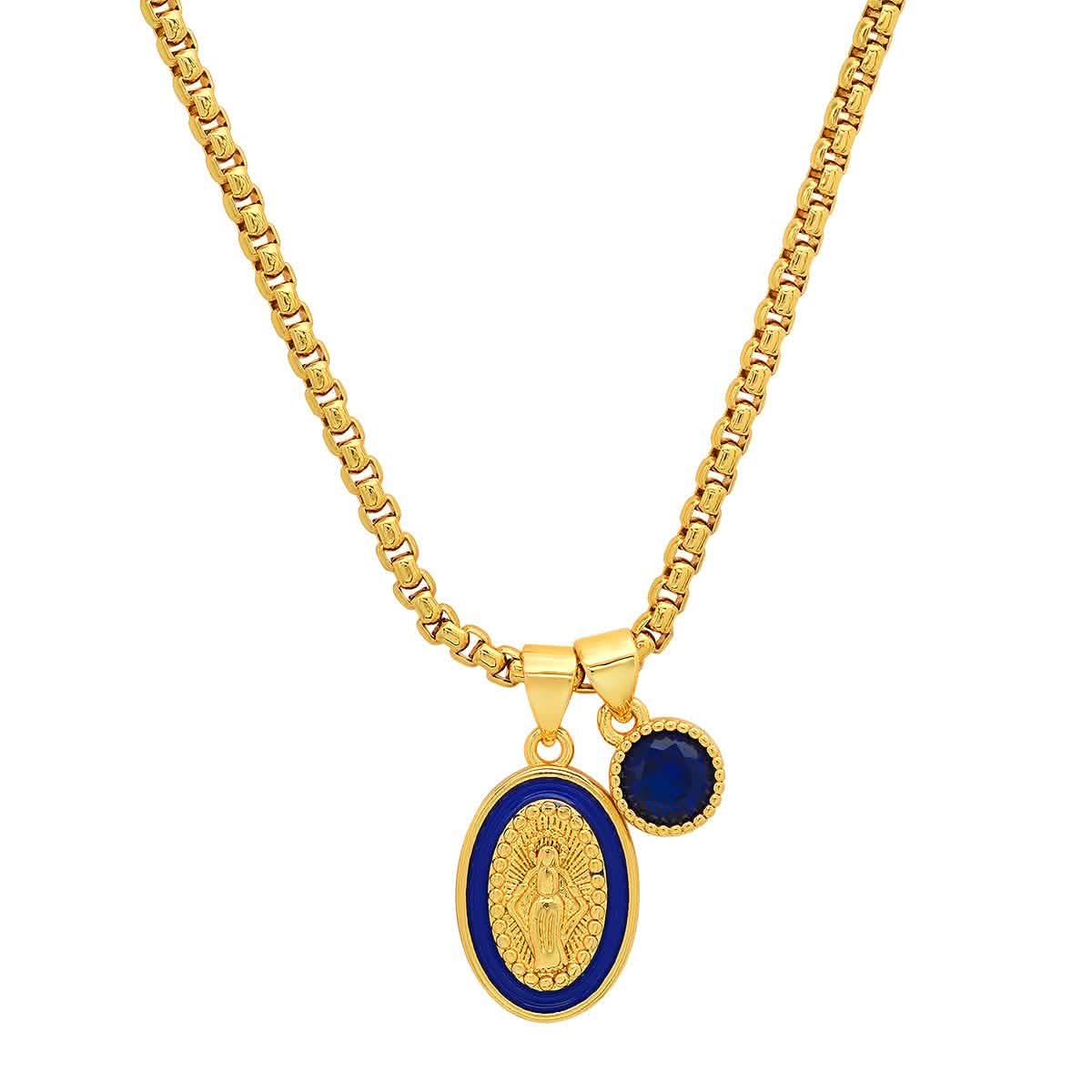 Damen, 18 Karat vergoldet Messing, Unsere Liebe Frau von Guadalupe und simulierter Diamant-Anhänger Charm