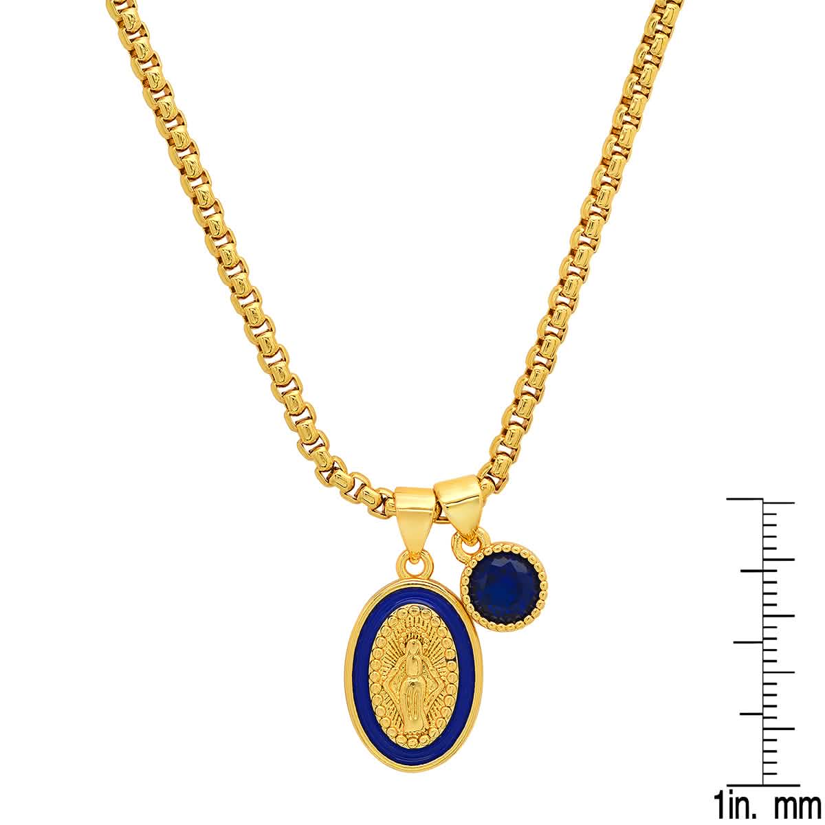 Damen, 18 Karat vergoldet Messing, Unsere Liebe Frau von Guadalupe und simulierter Diamant-Anhänger Charm