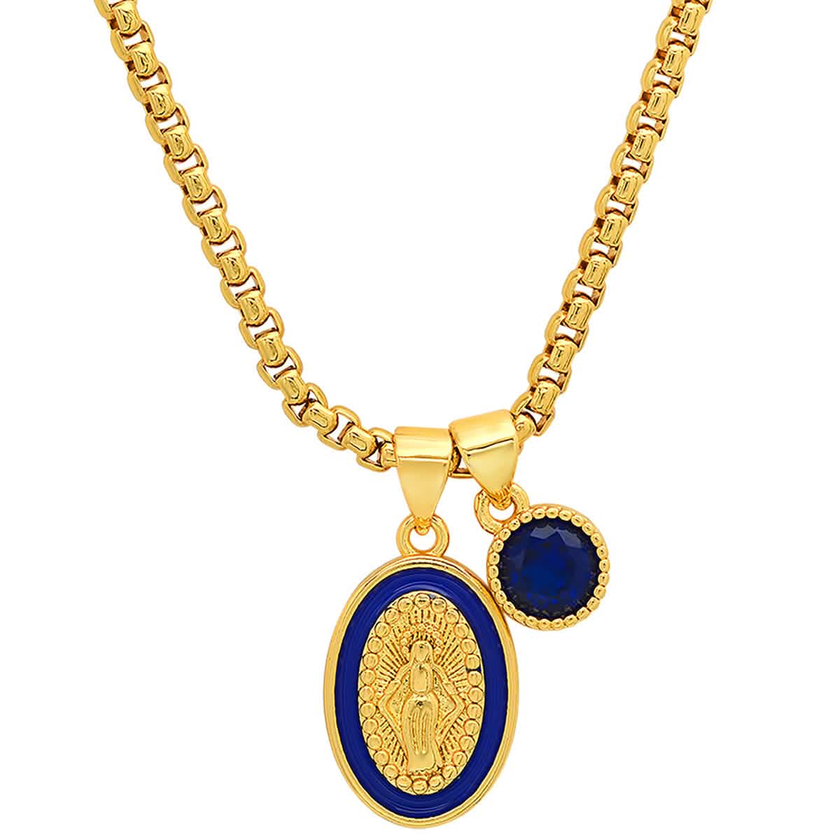 Damen, 18 Karat vergoldet Messing, Unsere Liebe Frau von Guadalupe und simulierter Diamant-Anhänger Charm