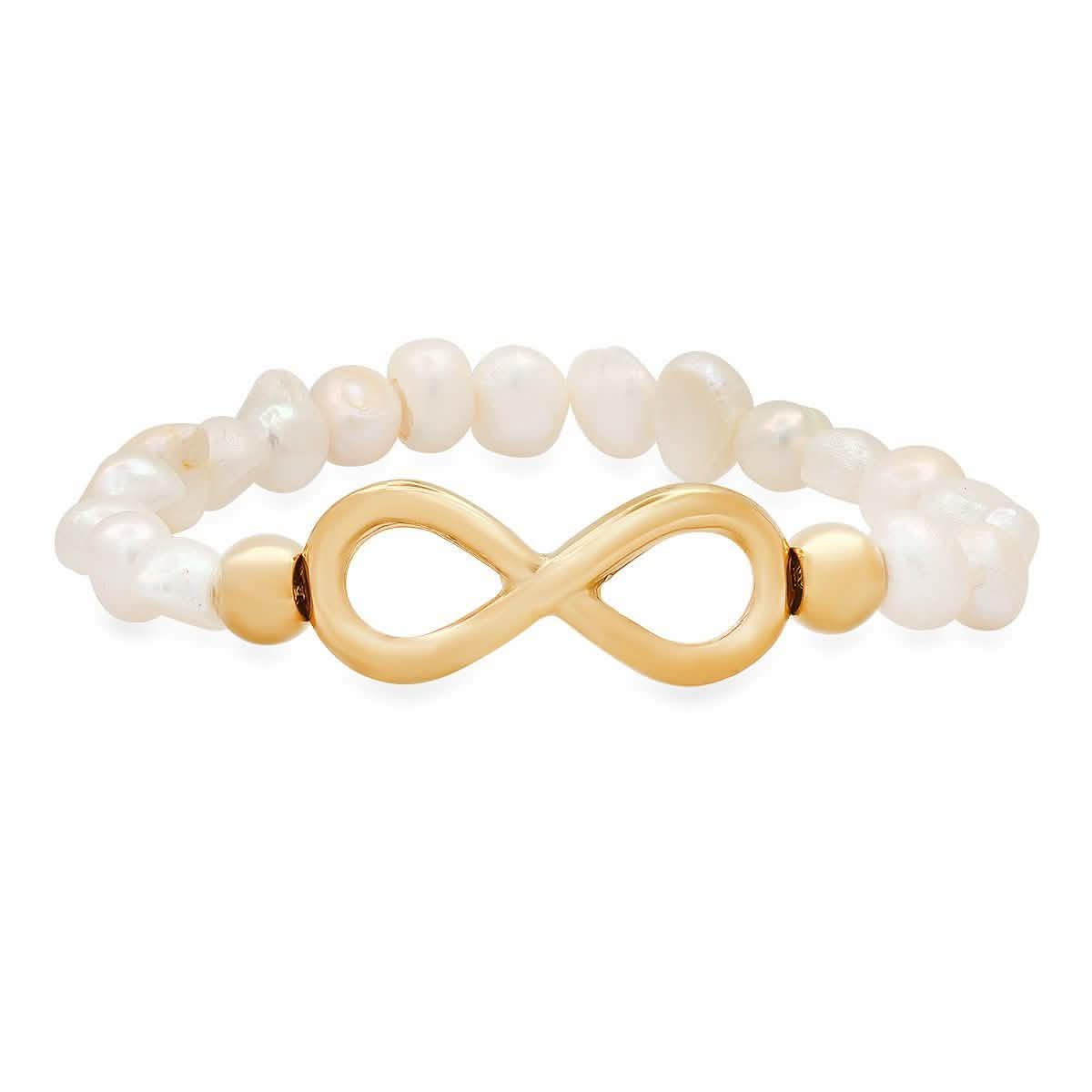 Damen-Armband mit Süßwasserperlen und Unendlichkeits-Anhänger