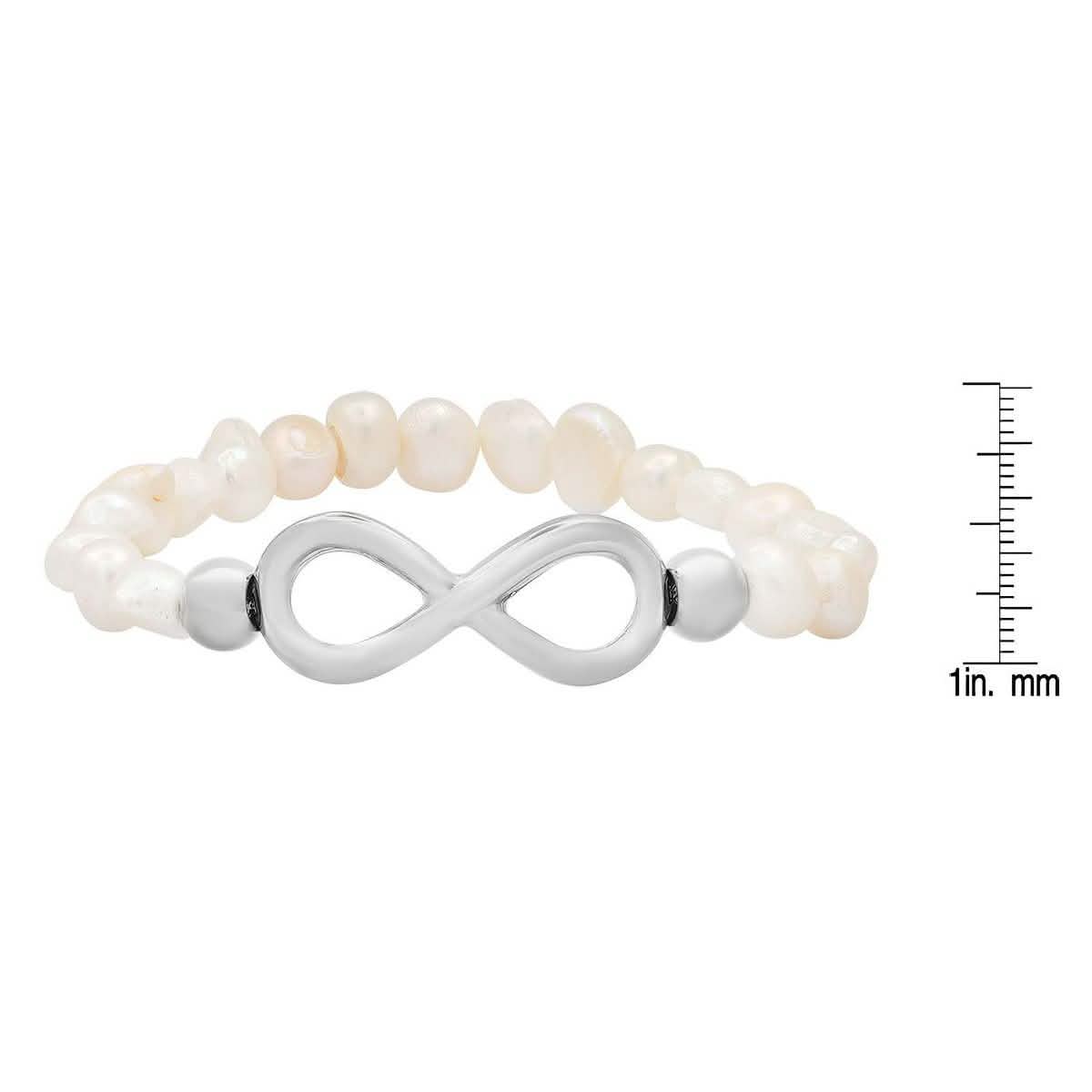 Damen-Armband mit Süßwasserperlen und Unendlichkeits-Anhänger