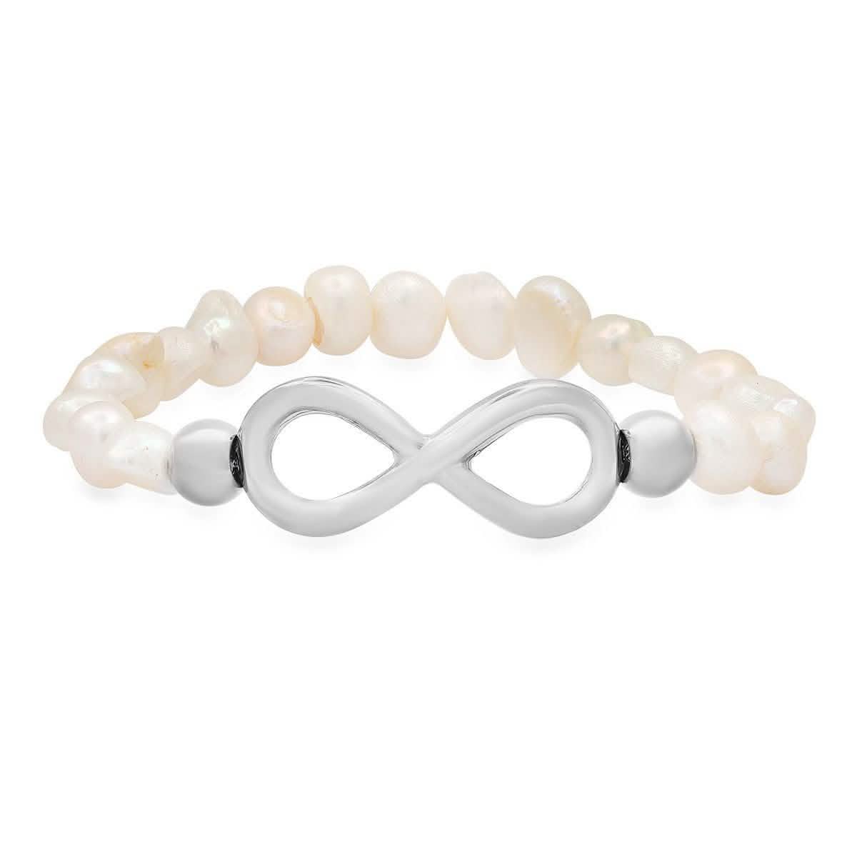 Damen-Armband mit Süßwasserperlen und Unendlichkeits-Anhänger
