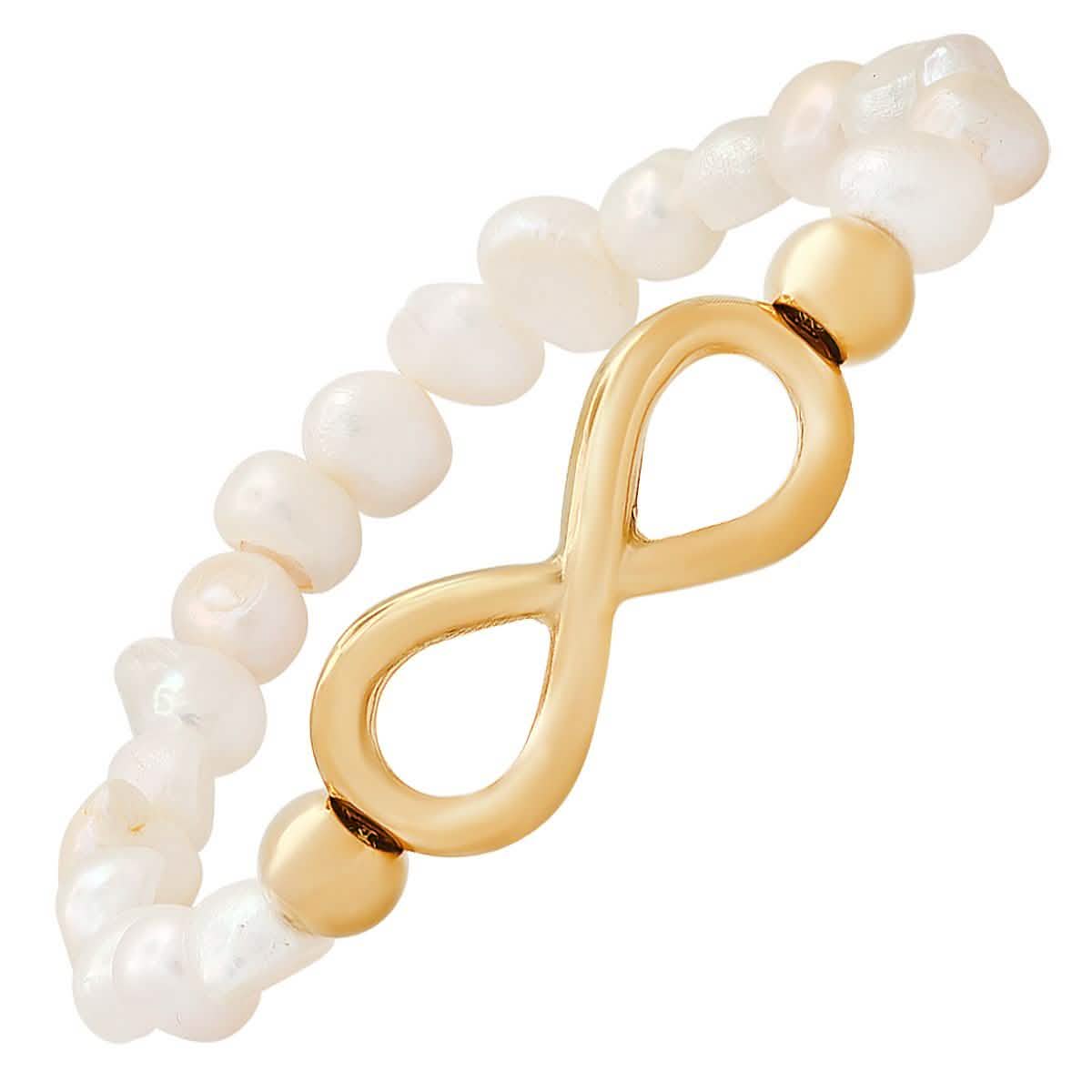 Damen-Armband mit Süßwasserperlen und Unendlichkeits-Anhänger