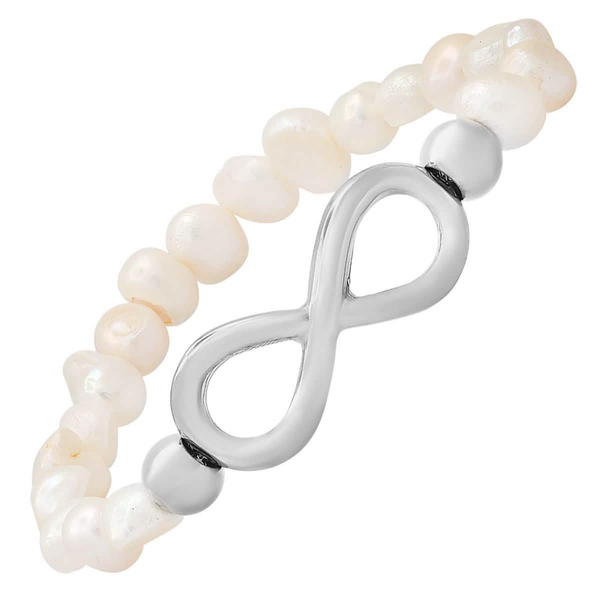 Damen-Armband mit Süßwasserperlen und Unendlichkeits-Anhänger