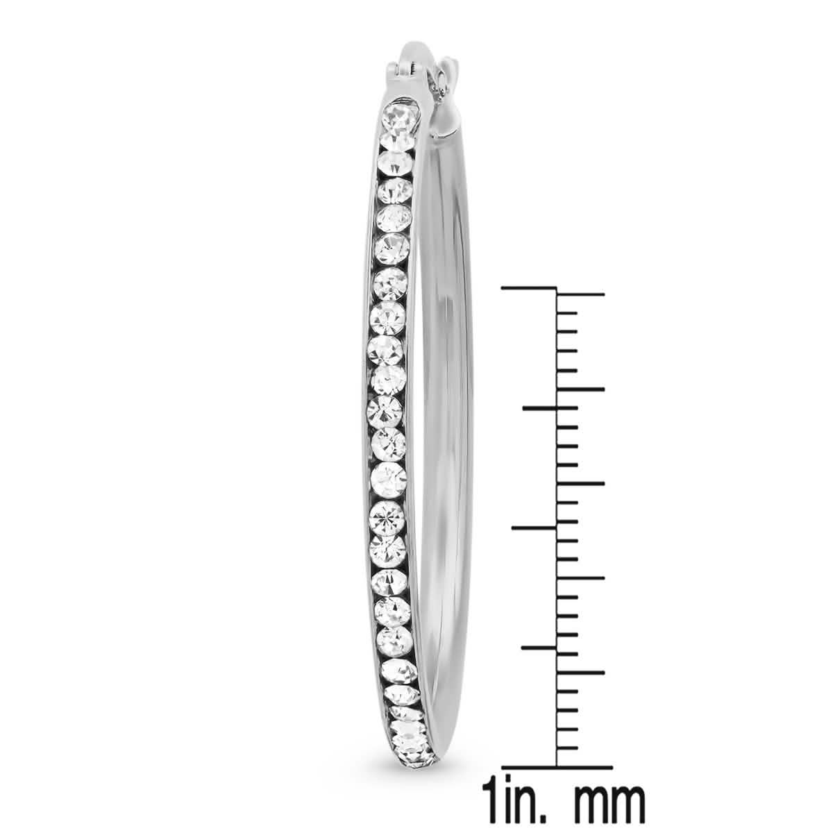 Damen-Creolen aus Edelstahl mit simulierten Diamanten