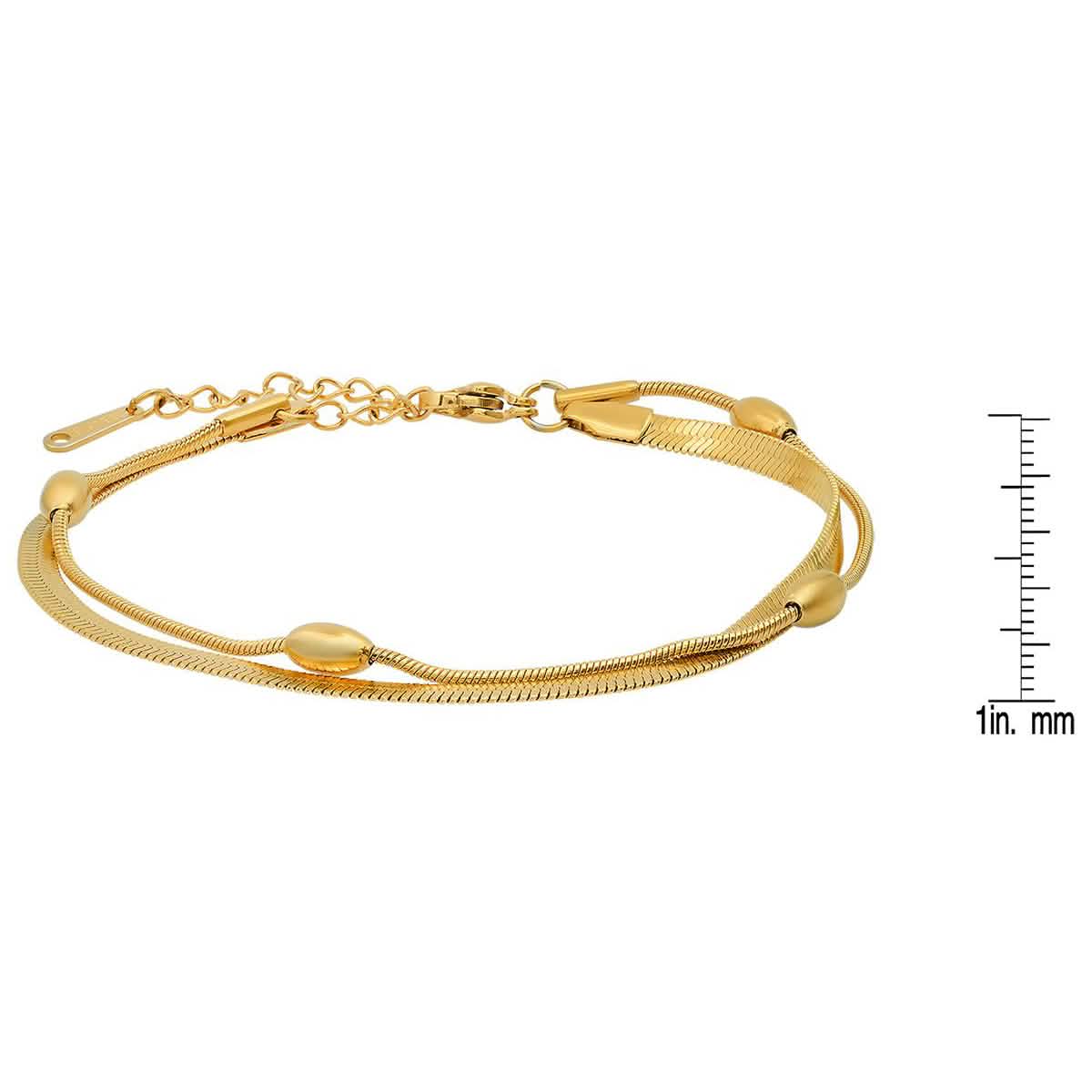 Damen Edelstahl Doppellagiges Schlangenperlenarmband