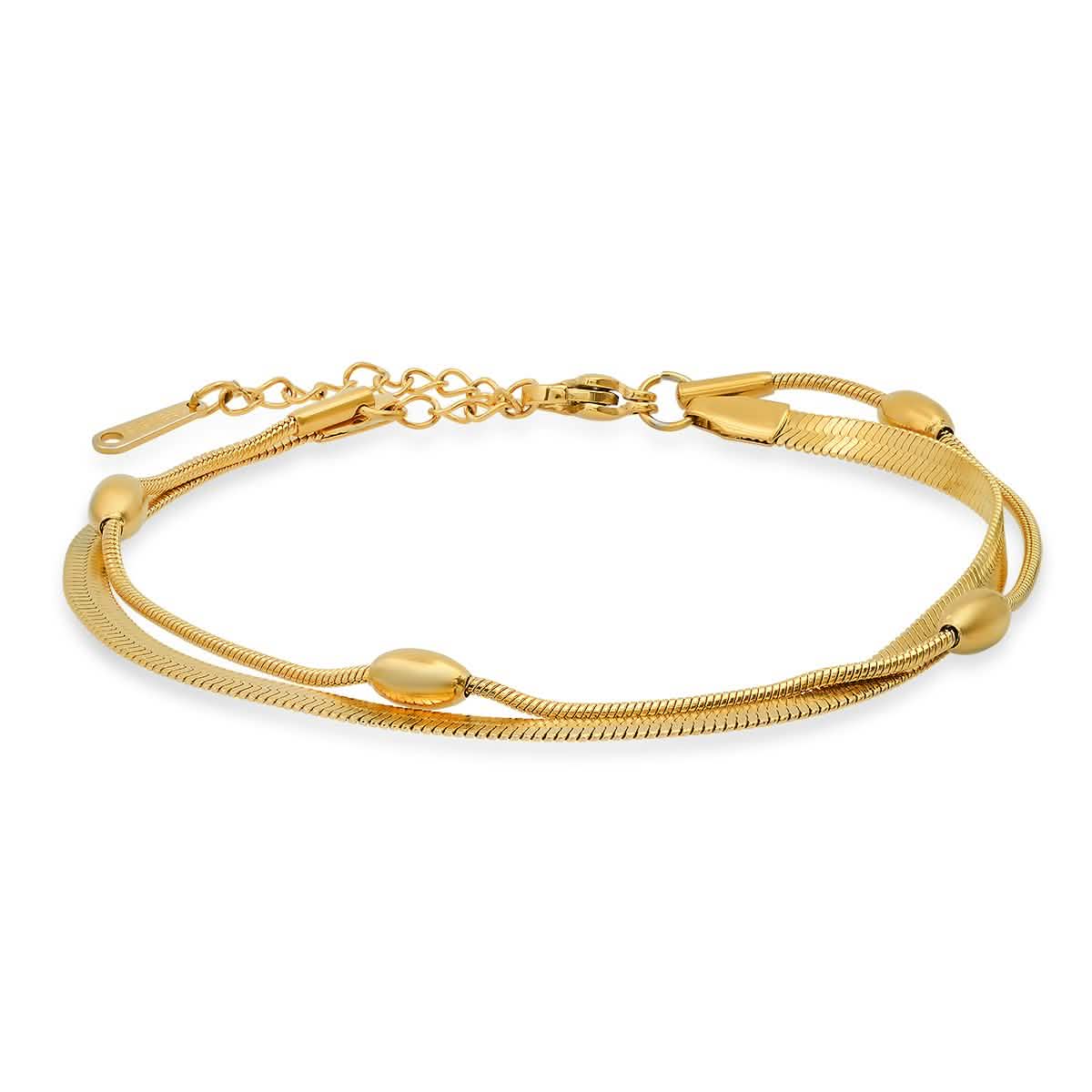 Damen Edelstahl Doppellagiges Schlangenperlenarmband