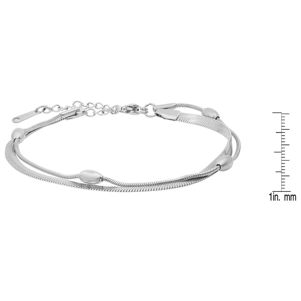 Damen Edelstahl Doppellagiges Schlangenperlenarmband