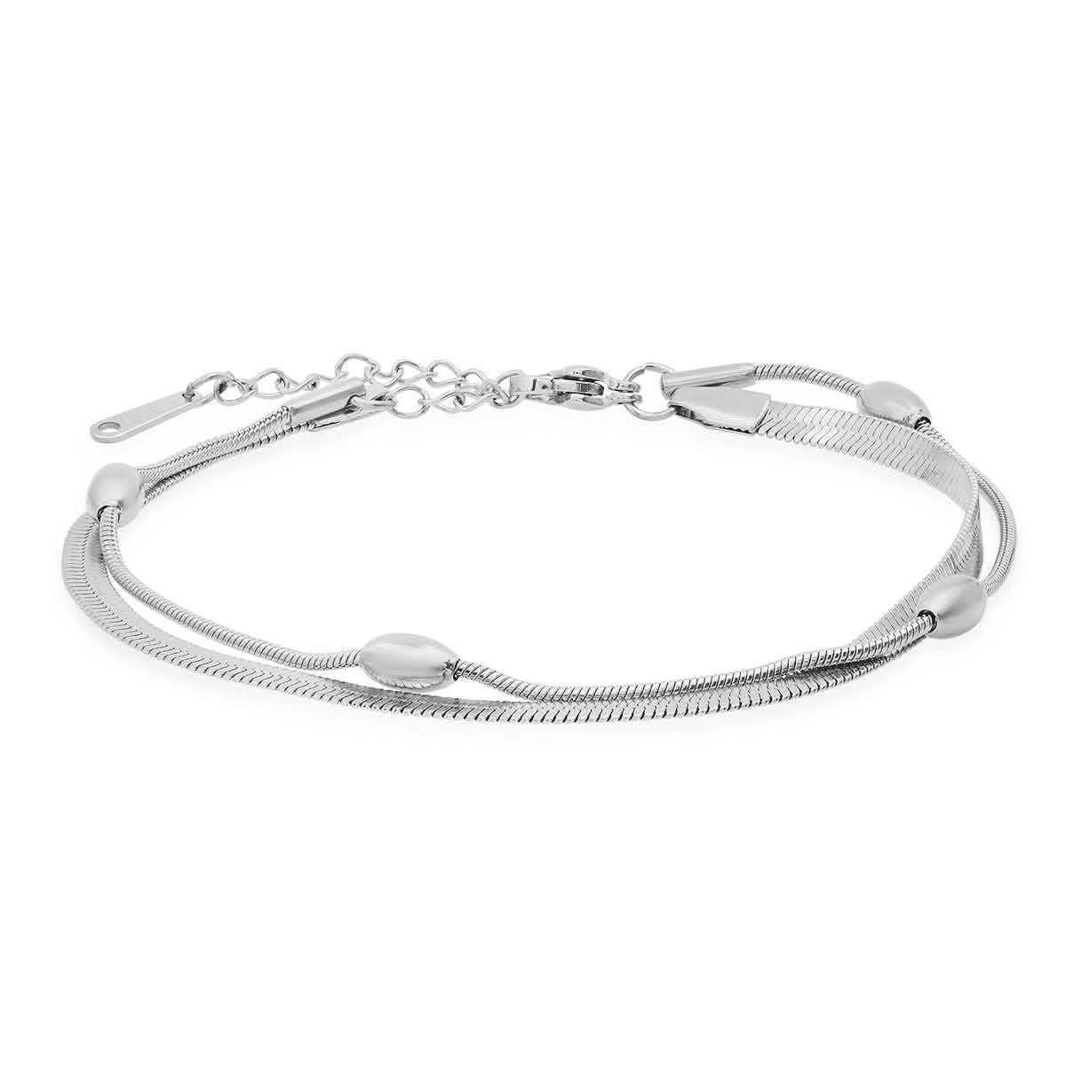 Damen Edelstahl Doppellagiges Schlangenperlenarmband