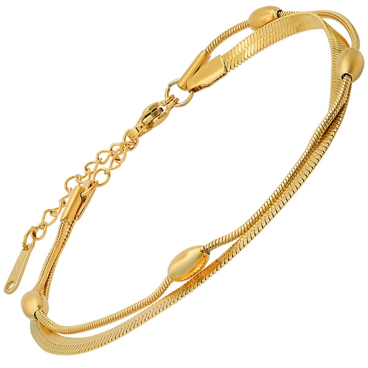 Damen Edelstahl Doppellagiges Schlangenperlenarmband