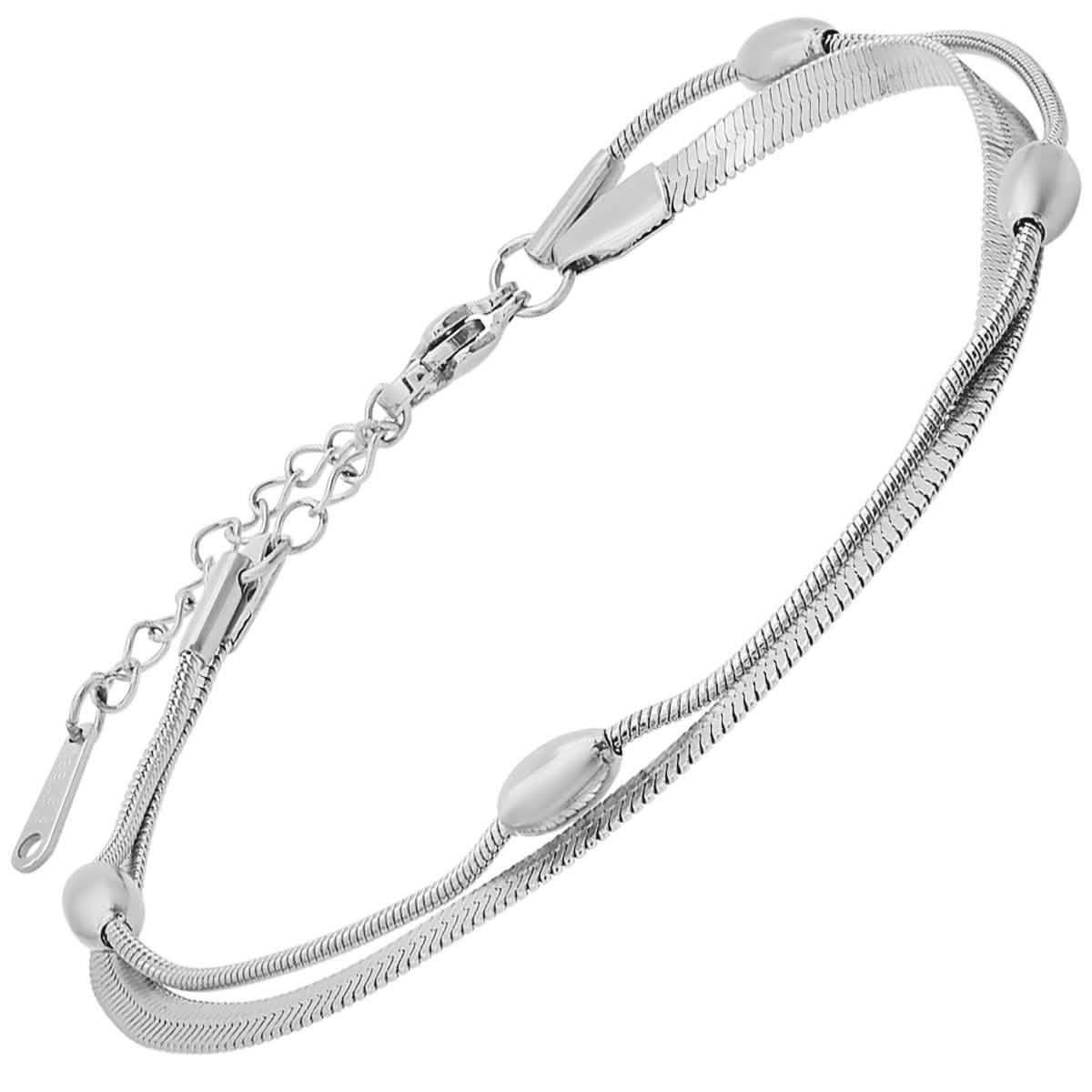 Damen Edelstahl Doppellagiges Schlangenperlenarmband