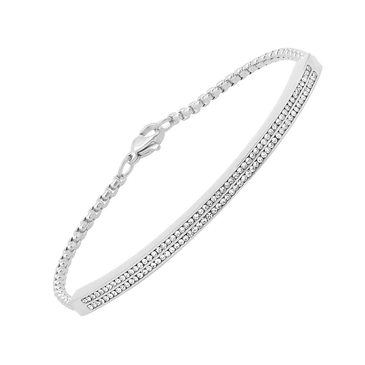 Damenarmband aus Edelstahl mit simulierten Diamanten im Kanalfassung