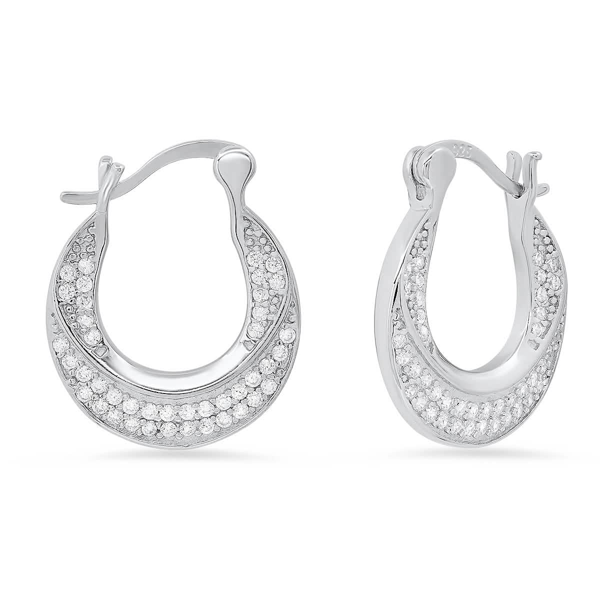 Ohrringe für Damen aus Sterlingsilber mit simuliertem Diamanten und Mini-Türklopfer-Design