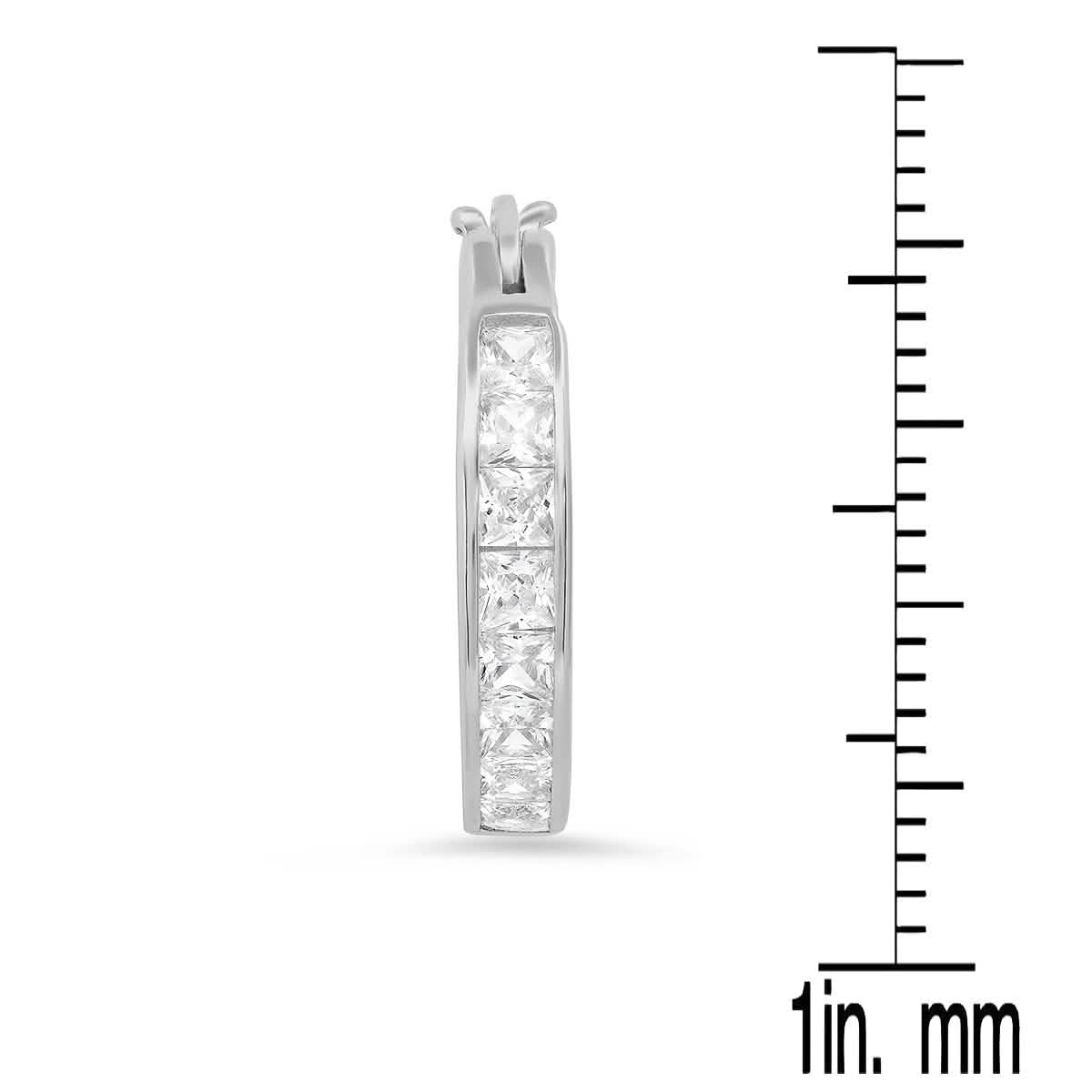 Damen-Creolen aus Sterlingsilber mit simulierten Diamanten (rund)