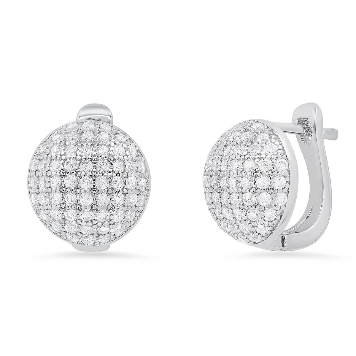 Damen-Creolen aus Sterlingsilber mit simulierten Diamanten (rund)