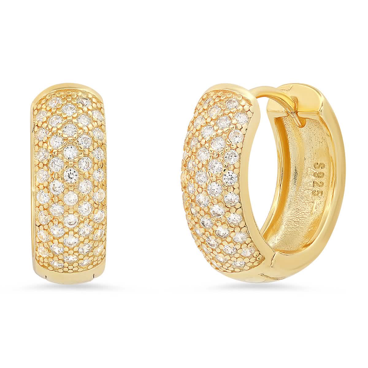 Damen-Huggies aus Sterlingsilber mit simulierten Diamanten, rund