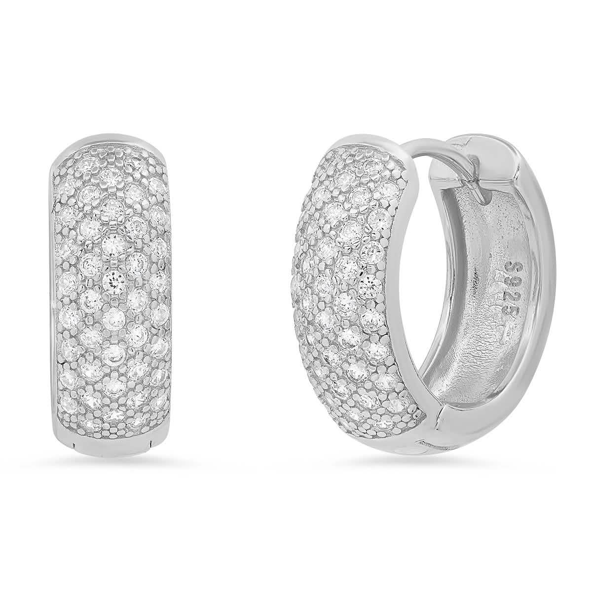 Damen-Huggies aus Sterlingsilber mit simulierten Diamanten, rund