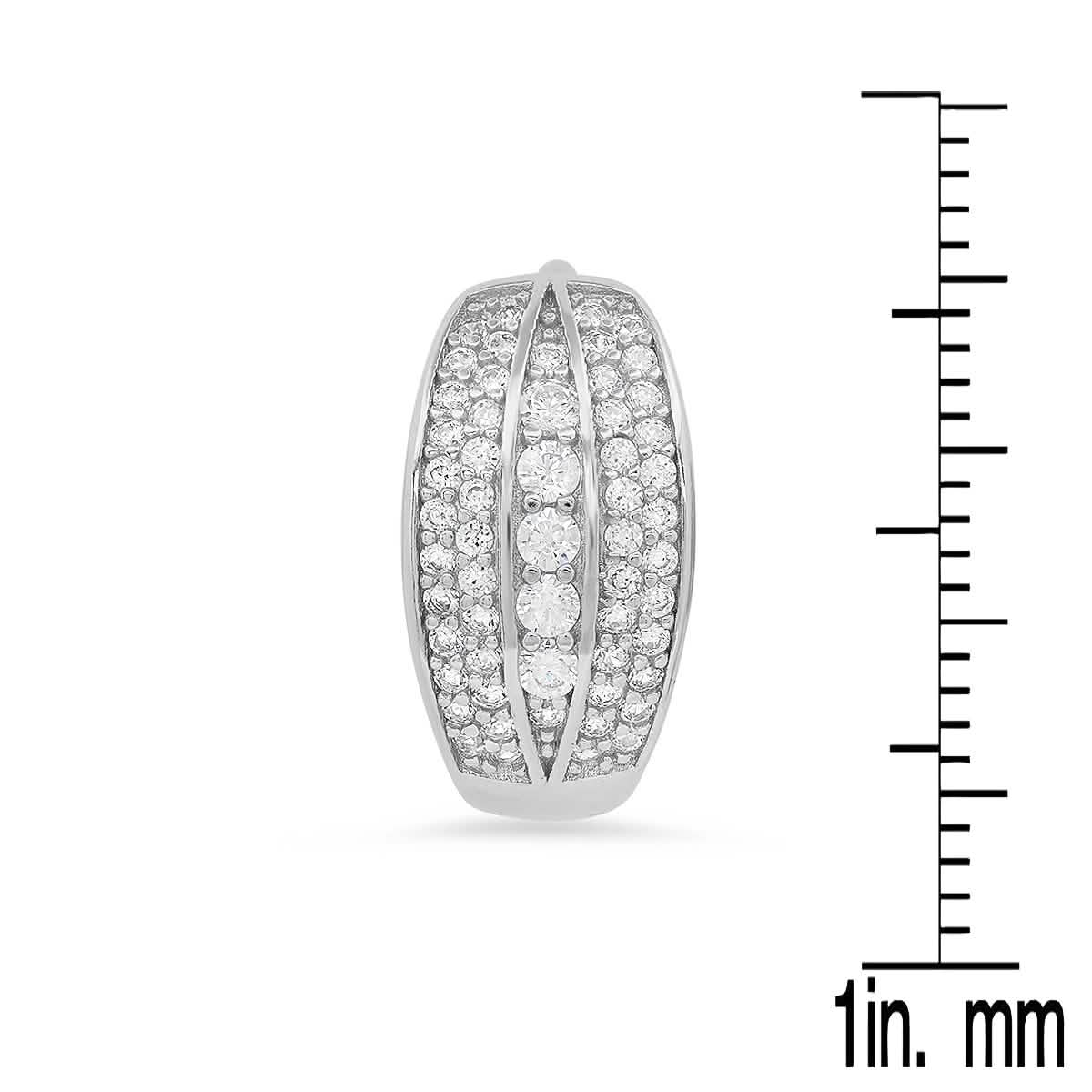 Damen-Creolen aus Sterlingsilber mit simulierten Diamanten (rund)