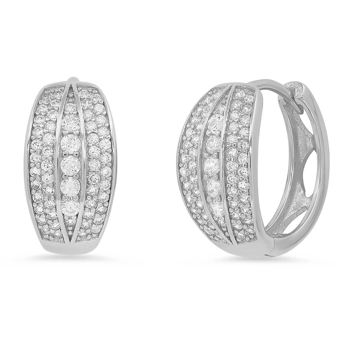 Damen-Creolen aus Sterlingsilber mit simulierten Diamanten (rund)