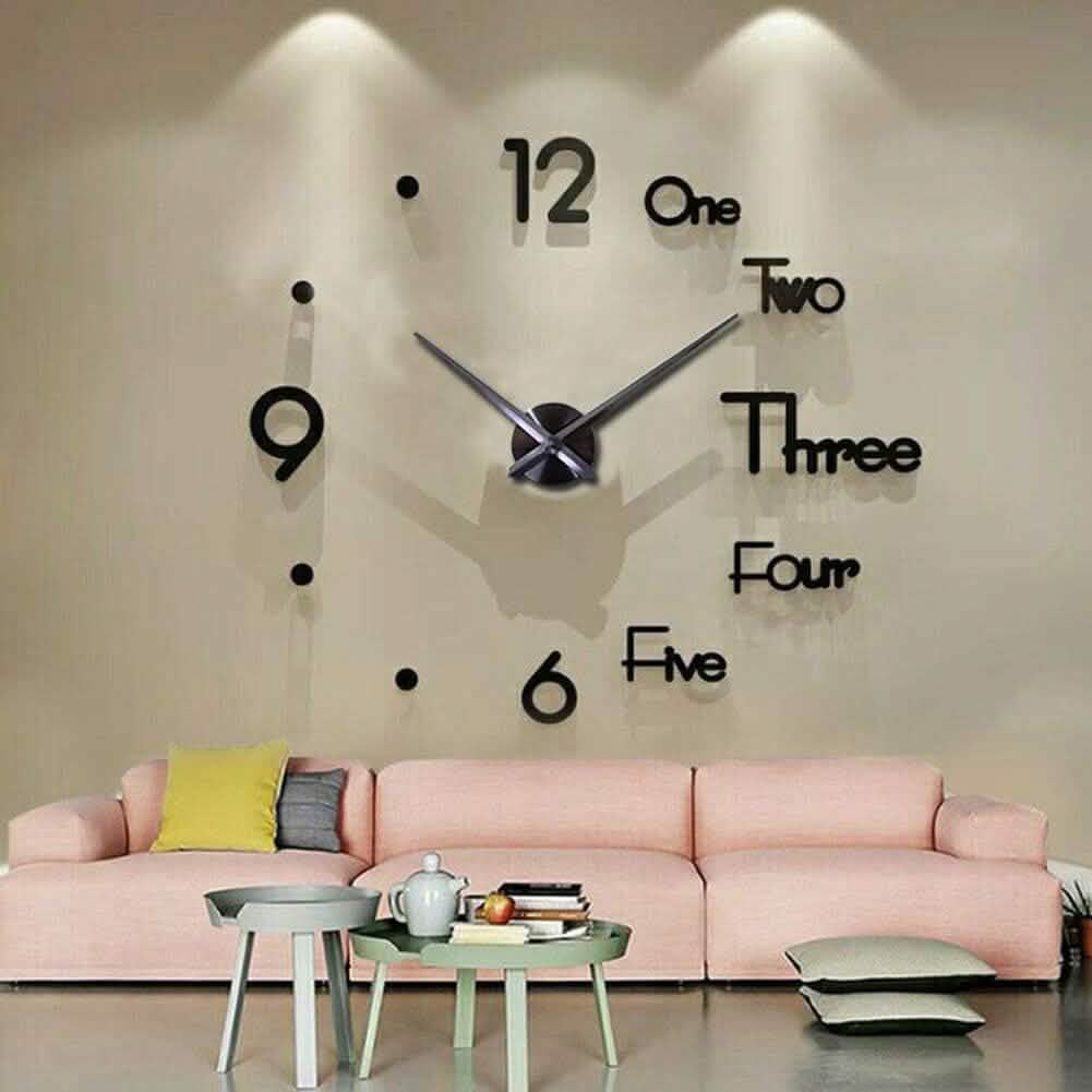 Große rahmenlose 3D-Wanduhr-Aufkleber