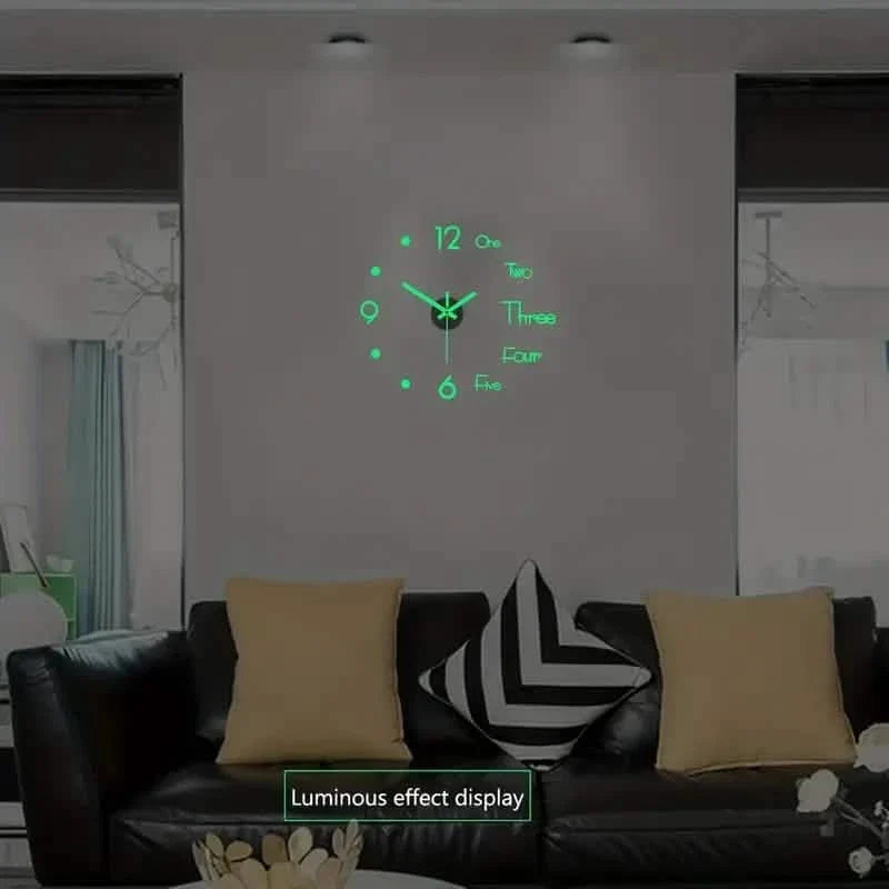 Große rahmenlose 3D-Wanduhr-Aufkleber