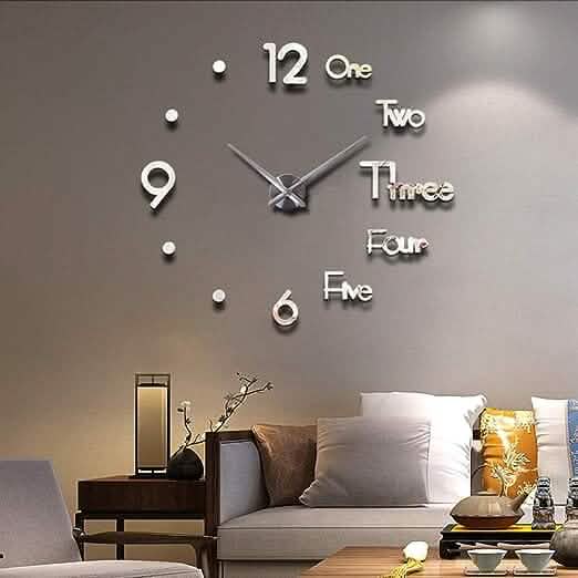 Große rahmenlose 3D-Wanduhr-Aufkleber