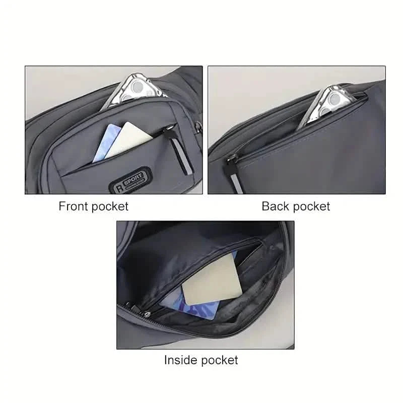 Große Umhängetasche, Gürteltasche mit reflektierendem Reißverschlussband