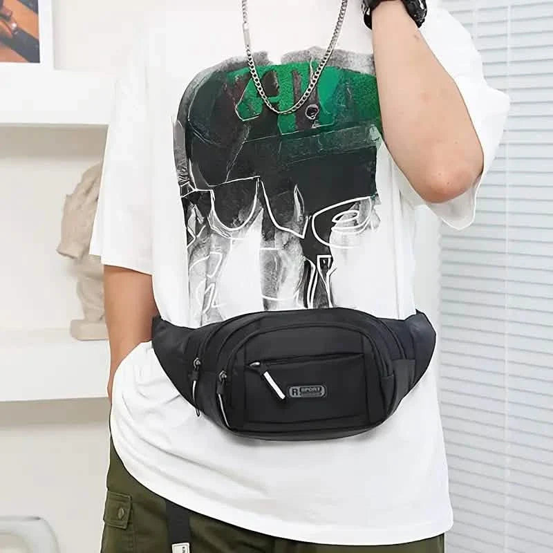 Große Umhängetasche, Gürteltasche mit reflektierendem Reißverschlussband