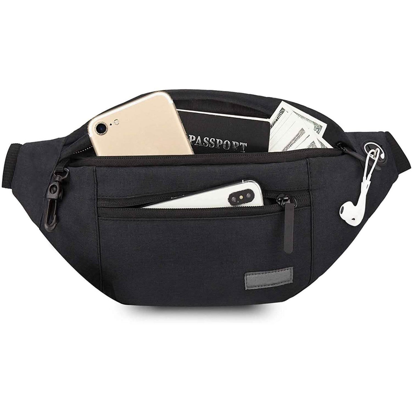 Große Crossbody-Gürteltasche mit 4 Reißverschlusstaschen