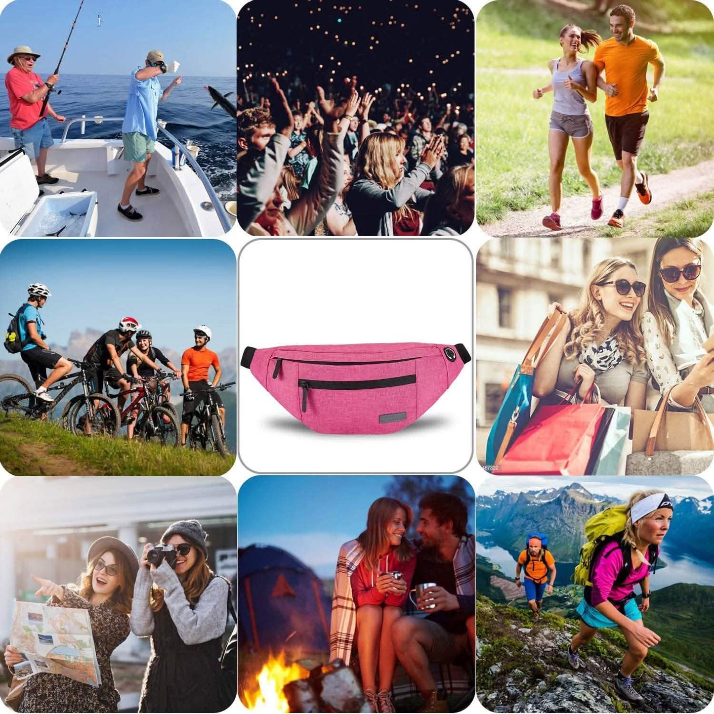 Große Crossbody-Gürteltasche mit 4 Reißverschlusstaschen