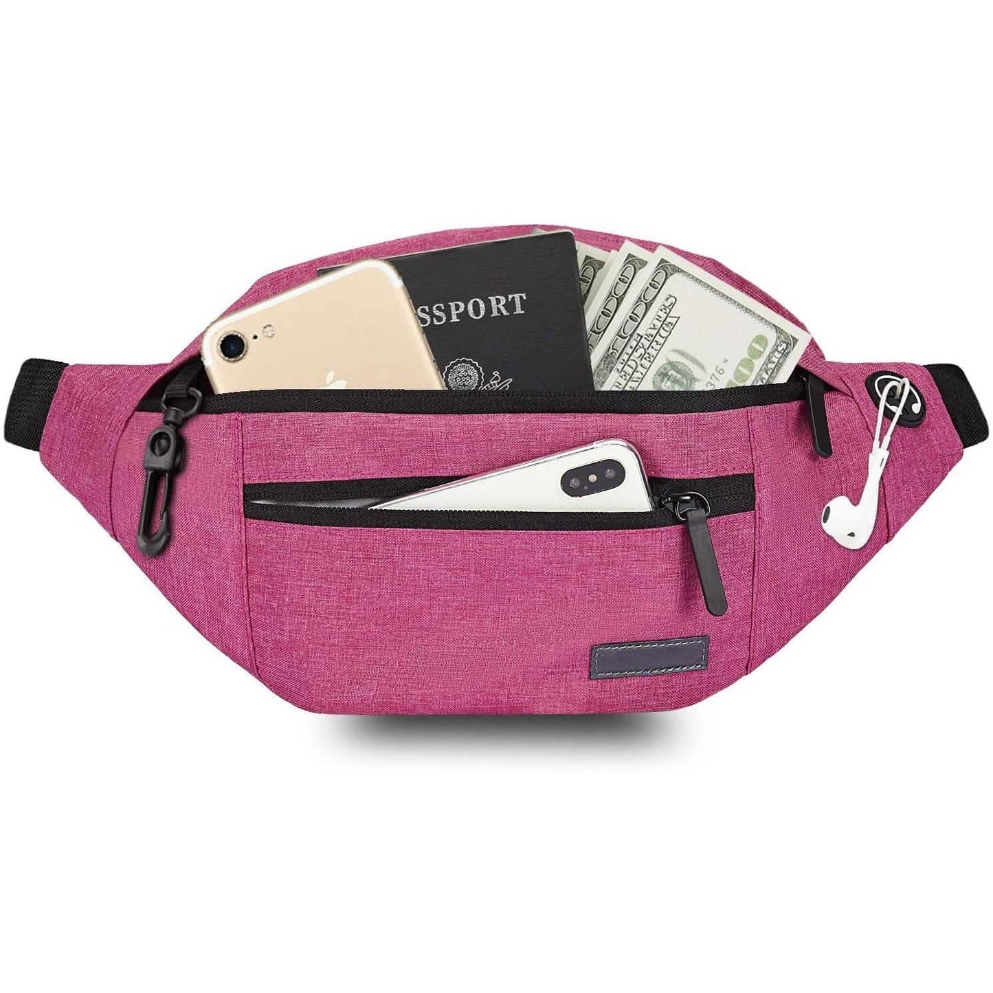 Große Crossbody-Gürteltasche mit 4 Reißverschlusstaschen