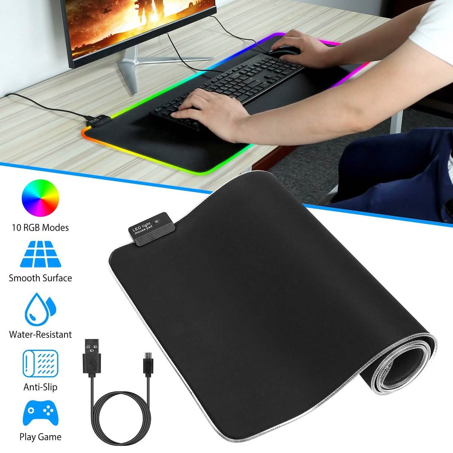 Große LED-RGB-Computer-Tastatur-Maus-Matte