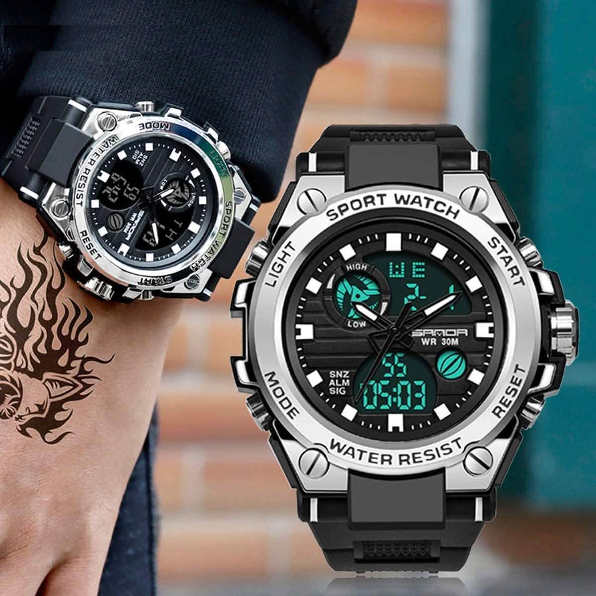 LED Digital Militär-Uhr Klassische Sportuhr für Herren