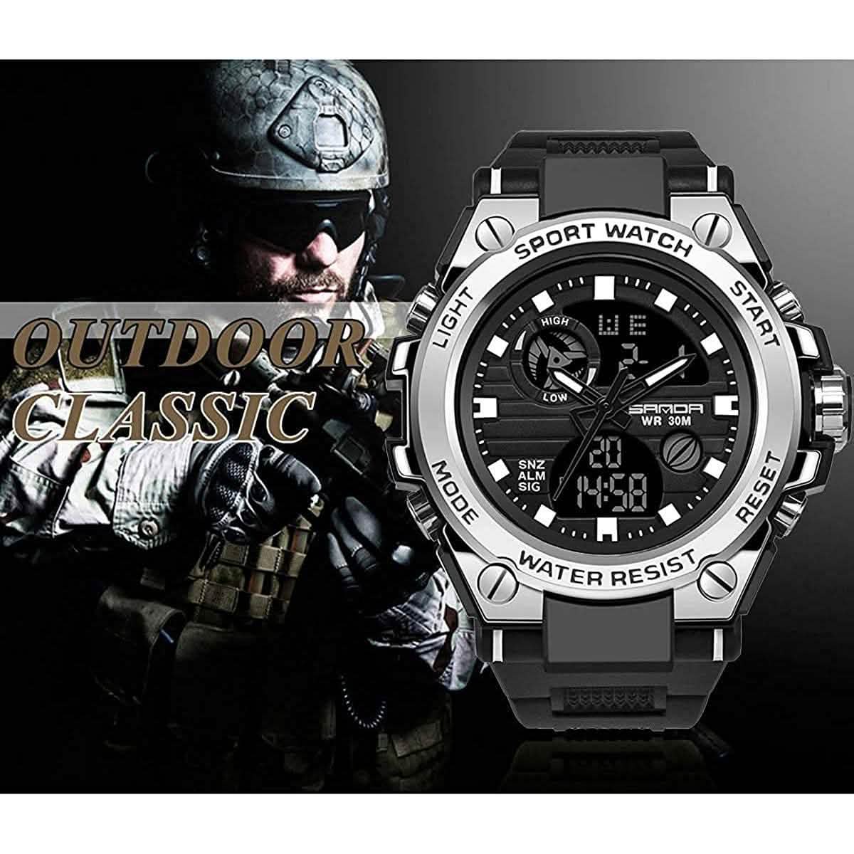 LED Digital Militär-Uhr Klassische Sportuhr für Herren