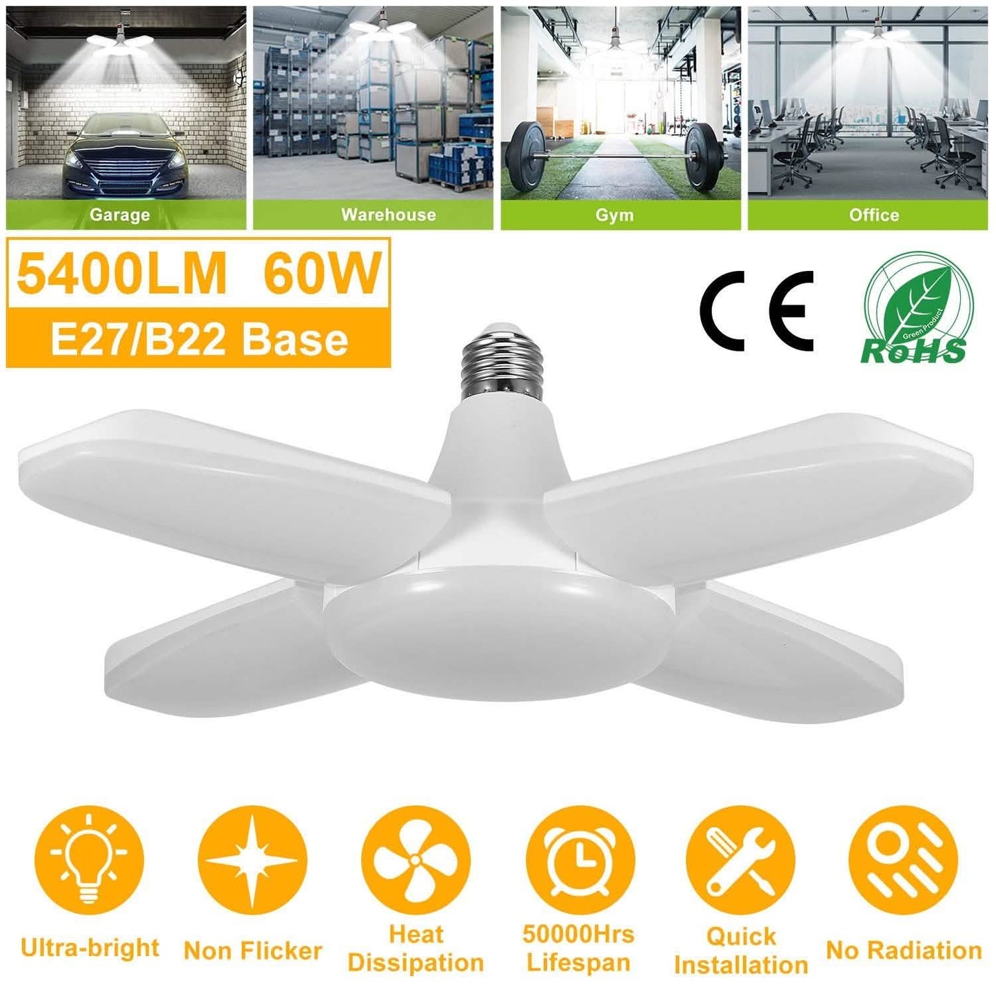 LED Garagenleuchte E27/B22 60W