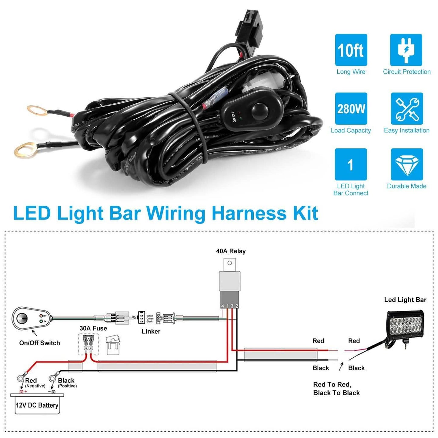 LED-Lichtbalken-Kabelbaum-Set Universelle Passform