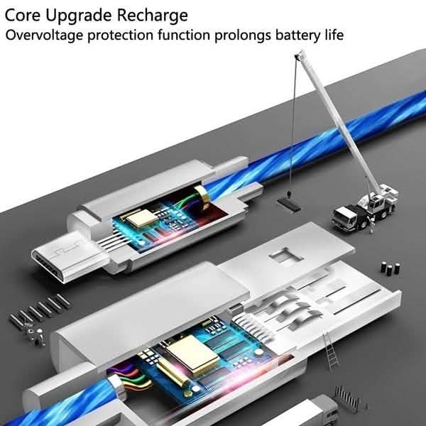 LED-Licht USB-Ladekabel 3-in-1 Schnellladefunktion
