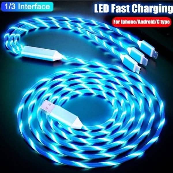 LED-Licht USB-Ladekabel 3-in-1 Schnellladefunktion