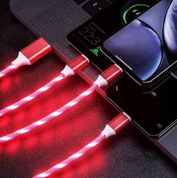 LED-Licht USB-Ladekabel 3-in-1 Schnellladefunktion