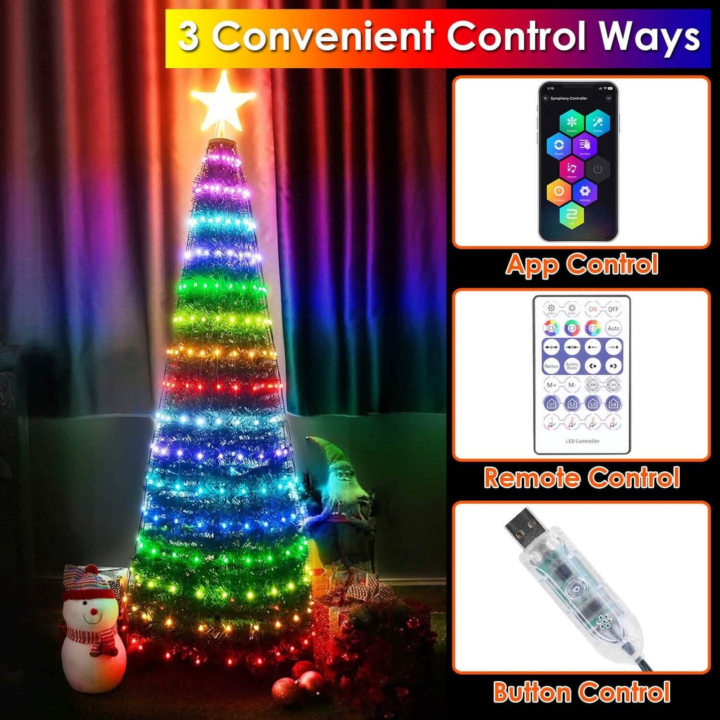 LED Lichter Klappbarer Weihnachtsbaum Licht mit Fernbedienung App-Steuerung