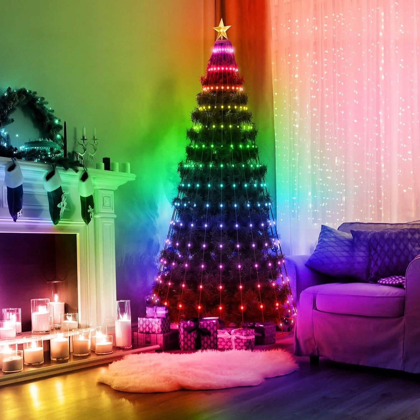 LED Lichter Klappbarer Weihnachtsbaum Licht mit Fernbedienung App-Steuerung