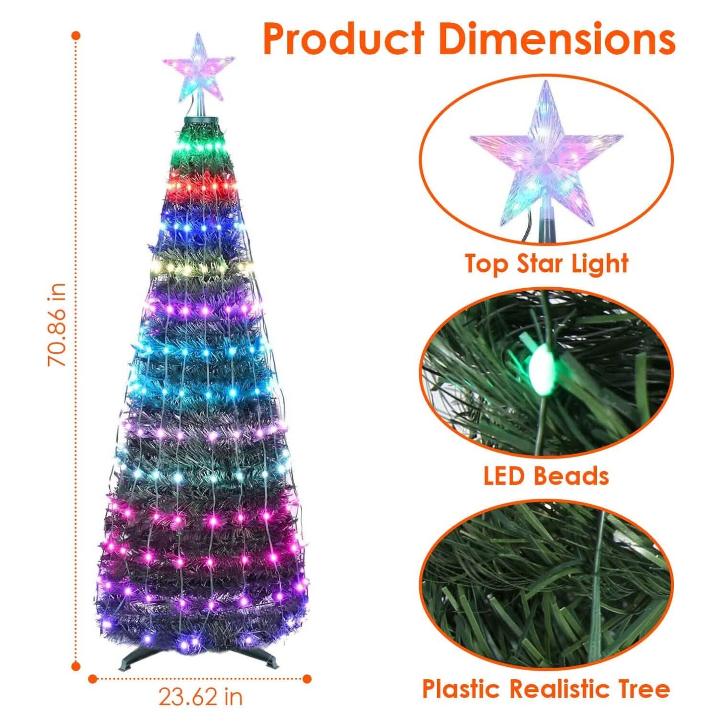 LED Lichter Klappbarer Weihnachtsbaum Licht mit Fernbedienung App-Steuerung